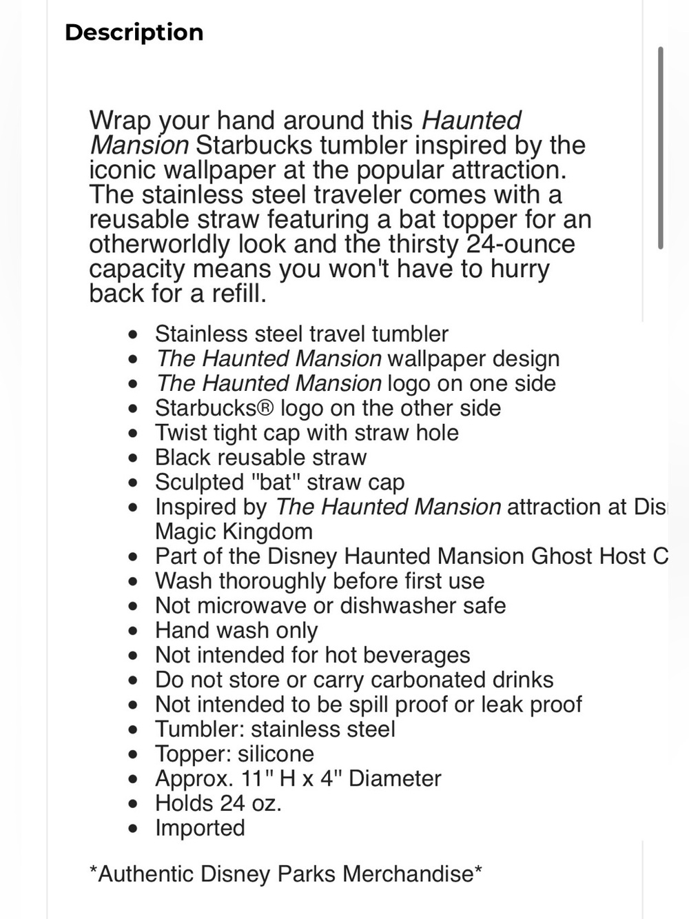 Disney x Starbucks Haunted Mansion Wallpaper Tumbler - Picture 10 of 10